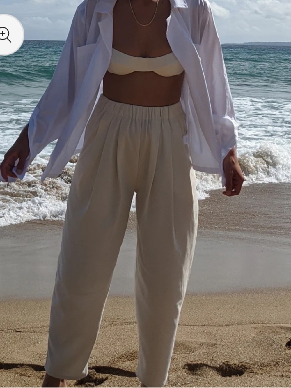 Na Nin Lena Silk Canvas Pant Size Small Cream 25”